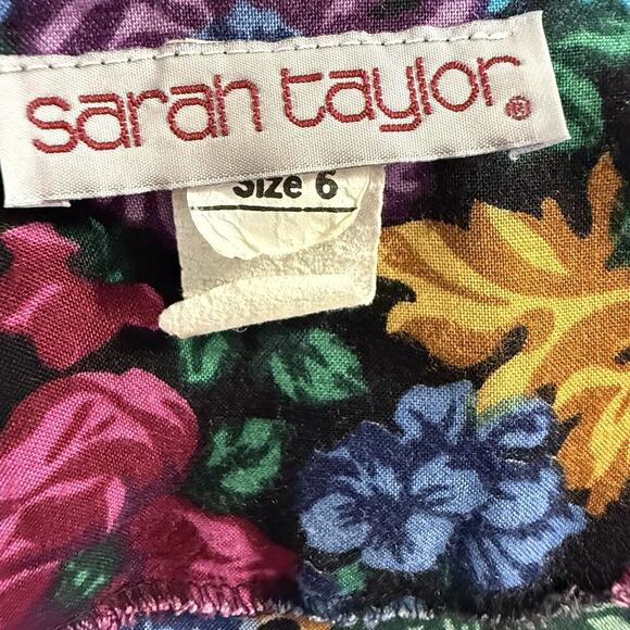 Vintage Sarah Taylor Floral Dress Size 6 80/90s Puff Sleeves - Picture 12 of 16